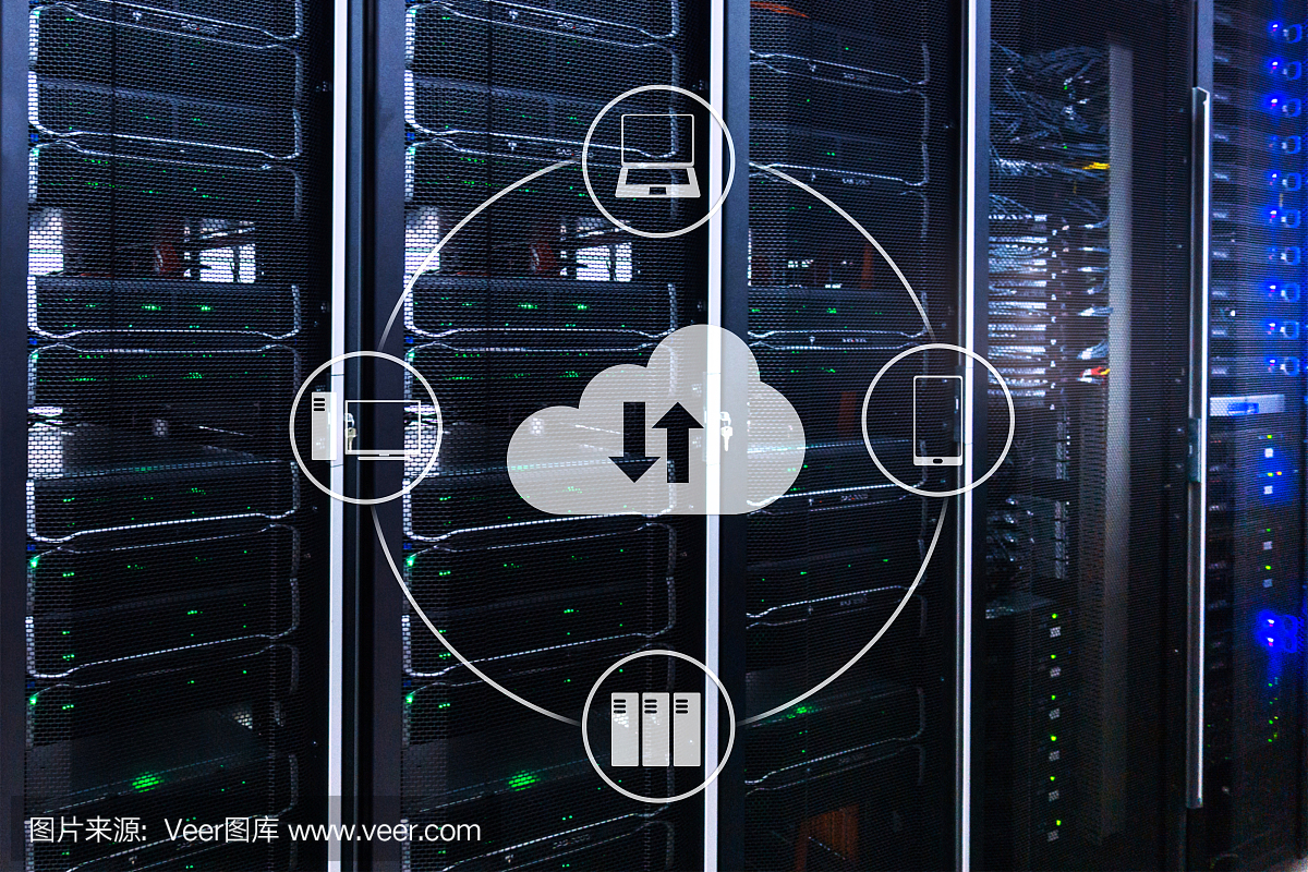云服務器與計算、數據存儲與處理。互聯網和技術的概念。
